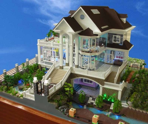 Bene durevole di modello architettonico miniatura del creatore delle ville con la vetrina interna fornitore