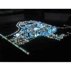 Modello architettonico miniatura ambientale con il sistema di illuminazione per il progetto di distretto fornitore